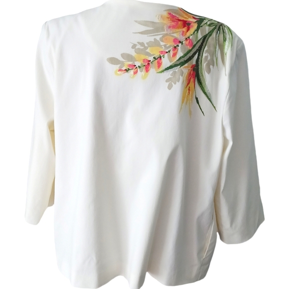 Vtge Size L Draper's & Damon's Floral Embroidered Womens Jacket White - Picture 4 of 7